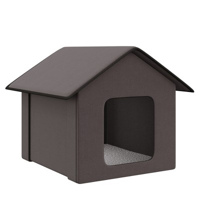 Munora Heated Cat House for Outdoor & Indoor Use, Portable Insulated Shelter with Heating Pad, Brown