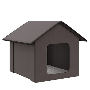Munora Heated Cat House for Outdoor & Indoor Use, Portable Insulated Shelter with Heating Pad, Brown - 1 of 4