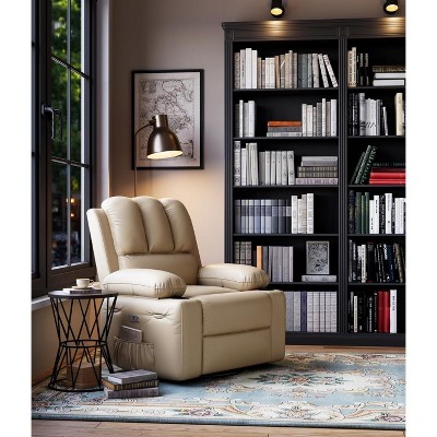 Oversized 27" Recliner Chairs with Heat and Massage - 360° Swivel Lazy Sofa for Adults- Manual Chair Recliner with Cup Holder