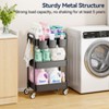 Itopfox 3-Tier Metal Rolling Cart with Wheels, Hanging Cups & Hooks, Heavy Duty Mesh Storage Organizer for Kitchen, Office, Craft - 3 of 4