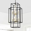 DOMETOUR 8-Light Metal Lantern Pendant, Farmhouse Adjustable Chandelier for Dining Room, Hallway, Foyer - Matte Black & Gold (E12 Bulbs Excluded) - 2 of 4