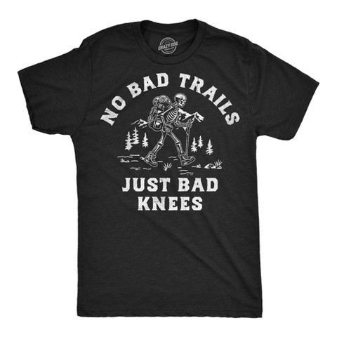 Мужские футболки Crazy Dog T-Shirts, Inc. Mens Funny T Shirts No Bad Trails Just Bad Knees Sarcastic Hiking Graphic Novelty Tee for Men - Crazy Dog Men's T Shirt For Campers Black XL