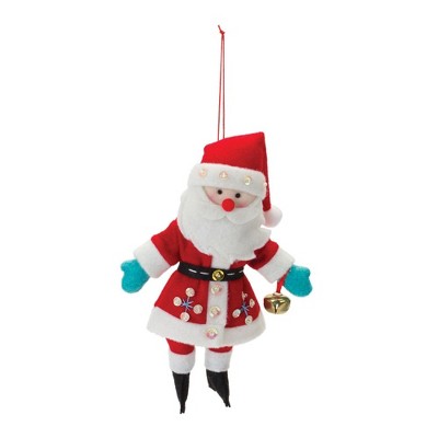 Festive Red and White Plush Santa Ornaments Set