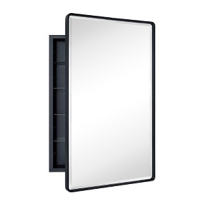 TEHOME Farmhouse Recessed Metal Rectangular Bathroom Medicine Cabinets with Mirror - 1 of 4