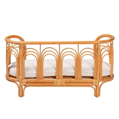 Nariko Bohemian Light Honey Rattan Pet Bed with Cushion