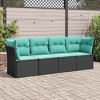 vidaXL Garden Sofa Set Black PE rattan, powder-coated steel Large - 2 of 4