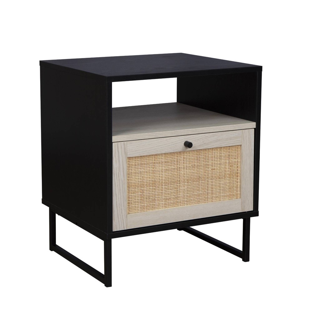 Photos - Storage Сabinet Nathan James Set of 2 Mina Rattan Nightstands Matte Black