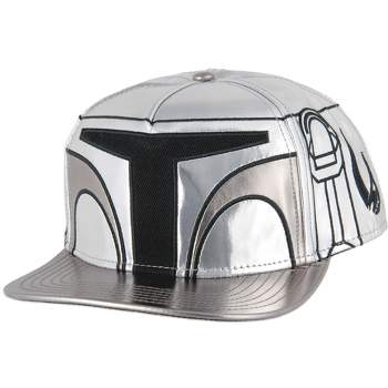 Star Wars The Mandalorian Steel Beskar Helmet Embroidered Snapback Hat Cap Metallic
