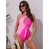 INSPIRE CHIC Women's Criss Cross Color Block Monokini Bikini Set,O Ring Side Tie Strappy Swimwear Bathing Suit 1 Set - 4 of 4