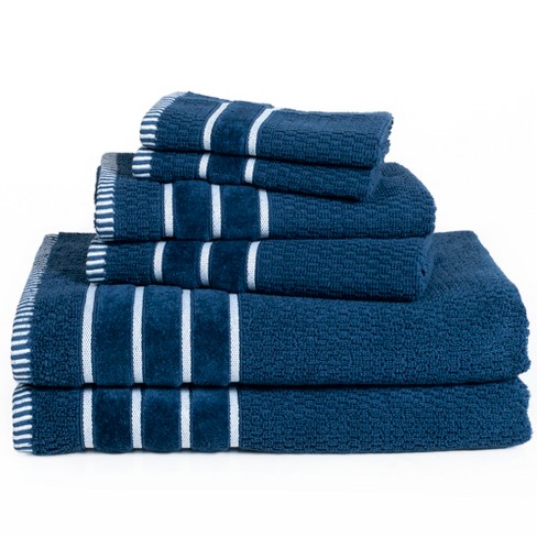 6pc Combed Cotton Bath Towels Sets Navy - Yorkshire Home : Target