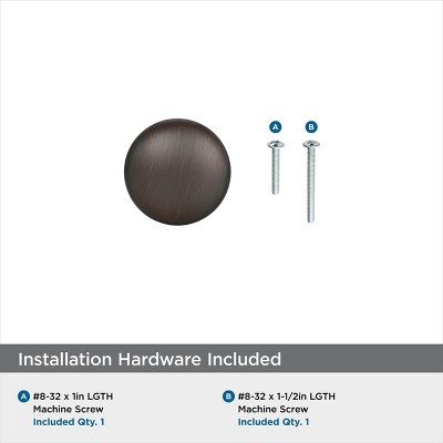 Oil Rubbed Bronze Round Cabinet Knob with Mounting Hardware