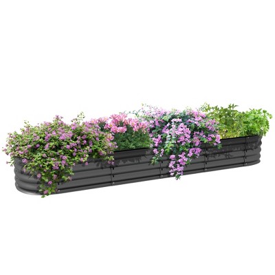 Outsunny Galvanized Raised Garden Bed Kit, Metal Planter Box with Safety Edging