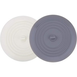 Tub Stopper 2 Pack, 6 inches Large Silicone Drain Plug Hair Stopper Flat Suction Cover - 1 of 4