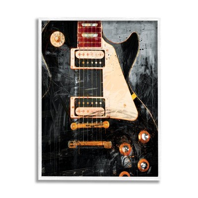 Stupell Industries Vintage Electric Guitar Music Notes Framed Giclee Art