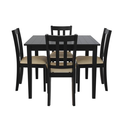 5pc Amber Traditional Height Dining Set Black/Beige - Dorel Living