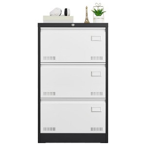 3 Drawer Lateral File Cabinet, Metal Lockable File Cabinet With Lock For Legal/Letter/A4/F4, Locking Filing Cabinet With Anti Tipping Function - 1 of 4