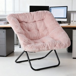 JIONJOY Soft Faux Fur Folding Lounge Chair - Large Size for Adults/Teens, Foldable Reading Chair - 1 of 2