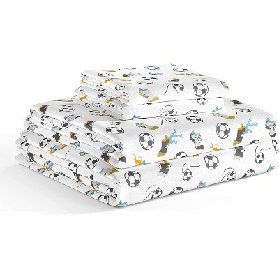 Kids Full Soccer Print Microfiber Sheet Set