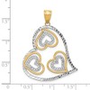 Black Bow Jewelry 14k Yellow Gold & White Rhodium Diamond Cut Multi Heart Pendant, 31mm - 4 of 4