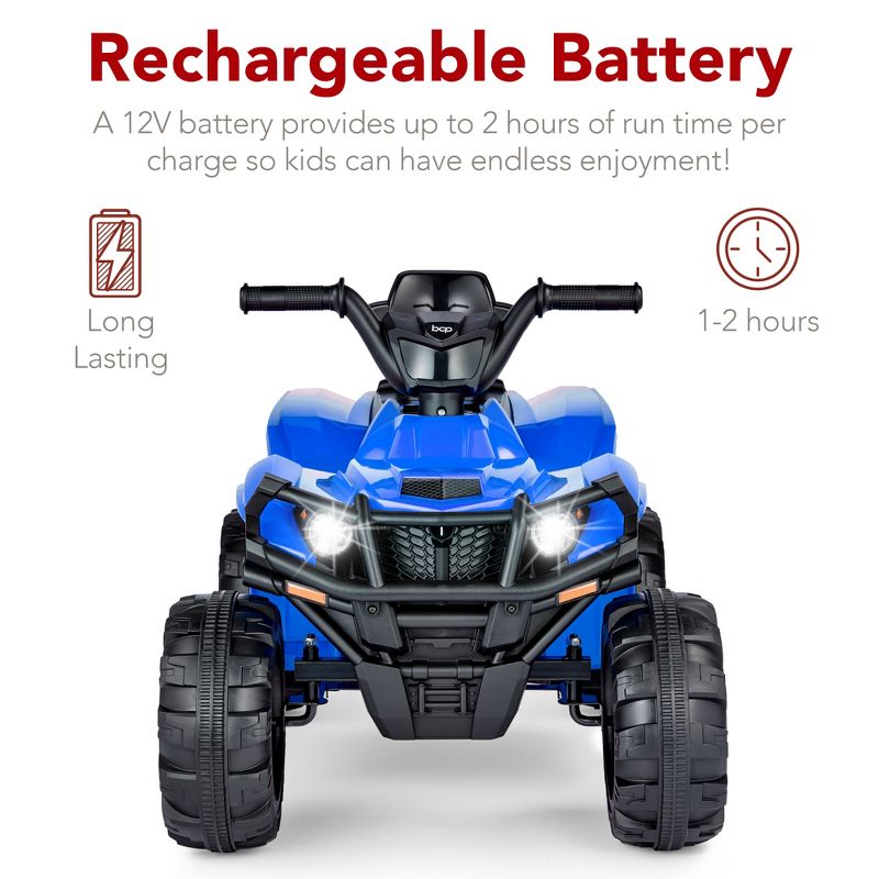 Best Choice Products 12V Kids Ride-On ATV Quad w/ Bluetooth, 2.4mph Max, Treaded Tires, LED Lights, Radio, 6 of 9