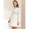 INSPIRE CHIC Women's Puff Sleeve V Neck A-Line Tiered Swiss Dots Dress - 4 of 4