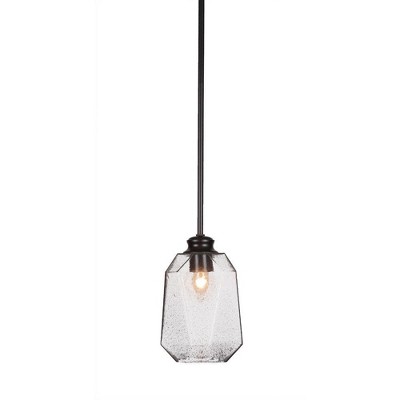 Toltec Lighting Rocklin 1 - Light Pendant in  Matte Black with 6.25" Smoke Shade