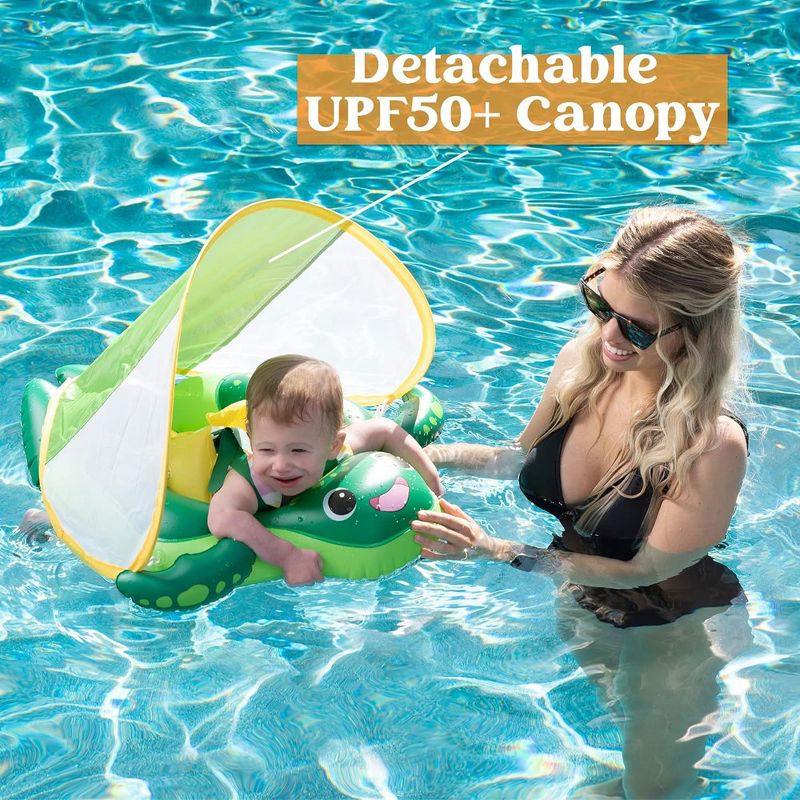 Baby Swimming Floats with Removable Sun Canopy, Inflatable Baby Pool Float, 3 of 9