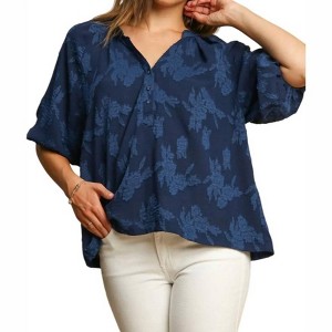 Women's Floral Burnout Top - Plus - umgee - 1 of 2