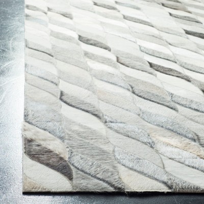 Ivory and Gray Hand-Knotted Geometric Wool Area Rug