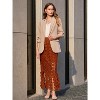 Women's Summer Skirt: High Waisted Long Maxi Skirt with Elegant Hollow Out and Fringe Hem Caramel - 3 of 4