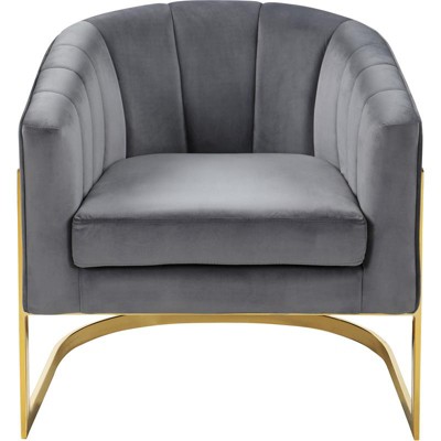 Carter Modern Grey Velvet Accent Chair with Gold Stainless Base