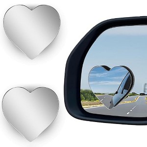Anna-Kaci Heart-Shaped Blind Spot Mirror Set with Adjustable 360° Rotation for Clearer Side View - Silver - 1 of 4