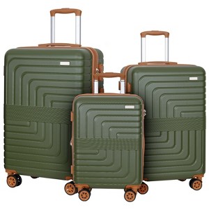 Hykolity 3-Piece Expandable Luggage Set, 20/24/28 Inch Durable PC+ABS Hardshell Suitcases with TSA Lock & Dual Spinner Wheels, Lightweight, Black - 1 of 4