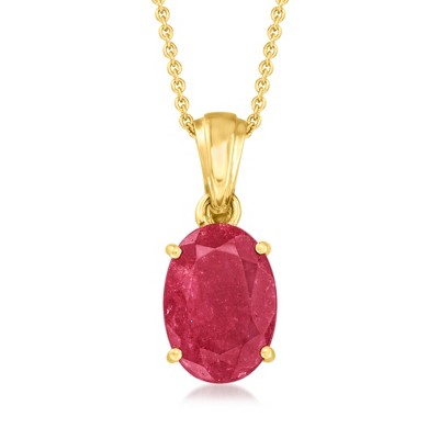 Ross-Simons 5.50 Carat Ruby Pendant Necklace in 18kt Gold Over Sterling Size 18