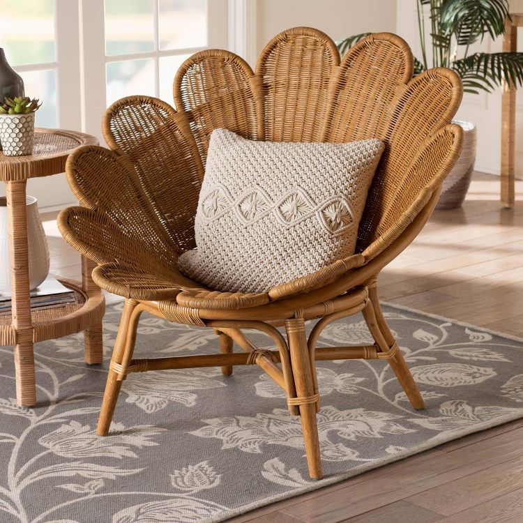 bali &#38; pari Blossom Rattan Accent Flower Chair Honey, 3 of 10