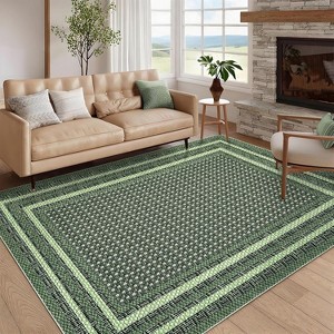 Washable Braided Printed Area Rug, Non Slip Low Pile Foldable Carpet, Soft Thin Stain Resistant Mat for Living Room Bedroom Kitchen - 1 of 4