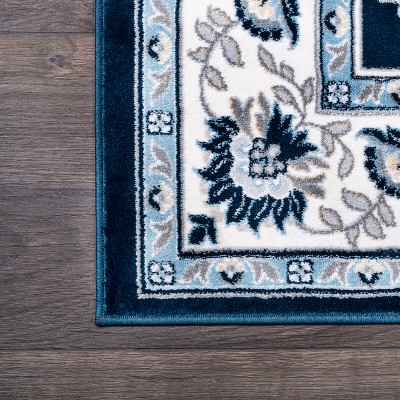 Elegant Navy/Ivory Synthetic Reversible Area Rug 3x5 Feet