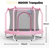 Jump Into Fun 55" Recreational Trampoline for Kids with Full - Visible Safety Net, Basketball Hoop Reversible zipper for Boys Girls Birthday Gifts - 2 of 4