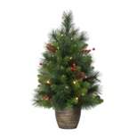 2ft Puleo Pre-Lit Tabletop Artificial Christmas Tree Gold Base Clear Lights