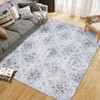 Washable Boho Floral Area Rug, Non Slip Low Pile Soft Bedroom Carpet, Foldable Lightweight Throw Rug for Bedside - 2 of 4