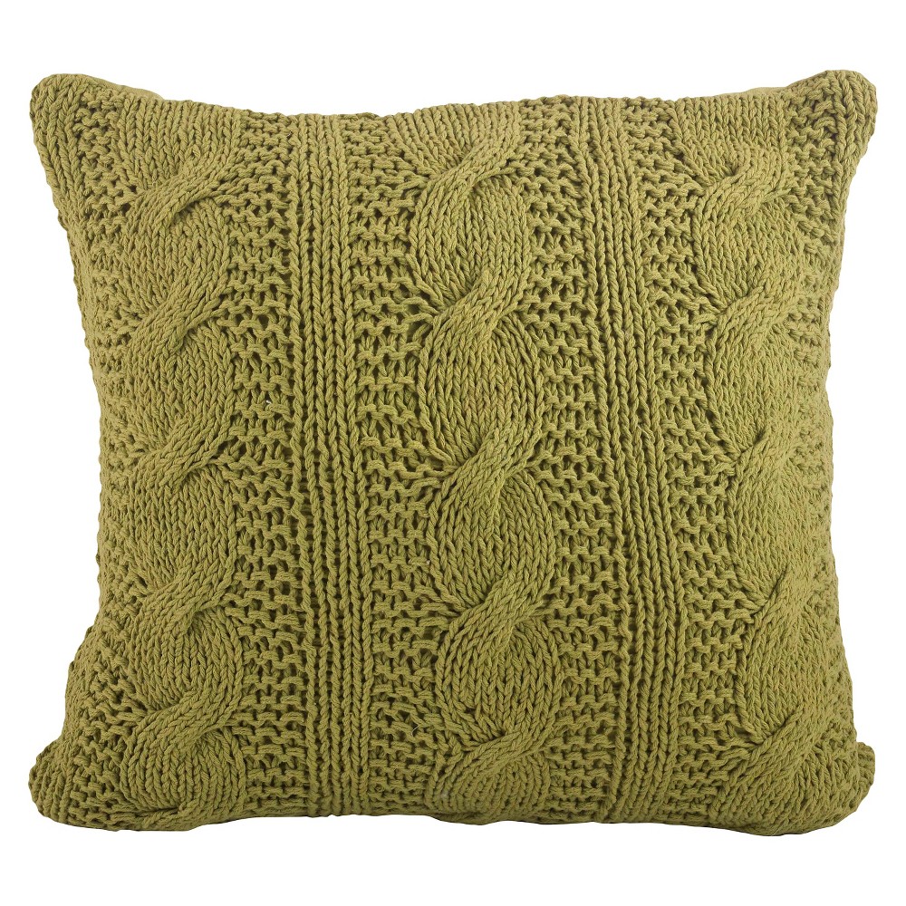 Photos - Pillow 20"x20" Oversize Cable Knit Design Square Throw  Green - Saro Lifest