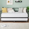 Homhougo Twin Daybed with Trundle Metal Guest Sofa Bed Frame , Heavy Duty Metal Slats Black - 3 of 4