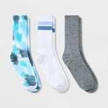 Girls' 3pk Tie-Dye Crew Socks - art class™ Gray