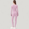 Anna-Kaci Active Women's Long Sleeve Ribbed Knit Fitted Top with Asymmetrical Neckline and Thumbhole Cuffs - 4 of 4