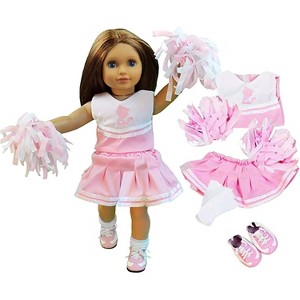 Dress Along Dolly 5pc Cheerleader Doll Outfit for 18" Dolls, Compatible with American Girl Dolls- Includes Pom Poms, Uniform, Socks, & Cheer Shoes - 1 of 1