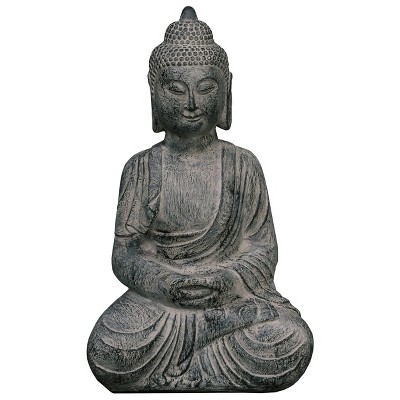 23.62" Indoor/Outdoor Meditating Sitting Buddha Statue - Gray - XBrand