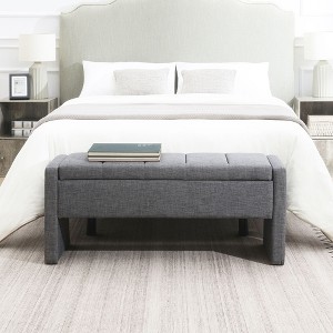 NicBex Linen Fabric Pull-Open Top Ottoman Bench with Storage,Upholstered Storage Ottoman for Bedroom,Entrance - 1 of 4