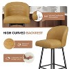 Yellow PU Leather Bar Height Bar Stool, Set of 2, 360° Swivel Upholstered Bar Stool - 3 of 4