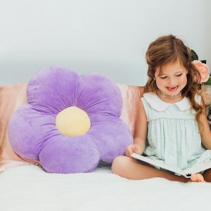Butterfly Craze Daisy Lounge Flower Pillow - Medium 20 Inches, Cozy & Stylish Floor Cushion, Machine Washable - Plush Microfiber, Purple - 1 of 4