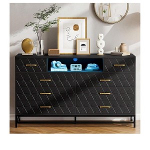 Modern 8-Drawer Dresser, 55" TV Stand with Power Outlet - 1 of 4